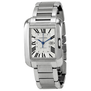 Preowned Cartier Tank Anglaise Automatic Silver Dial Watch W5310009