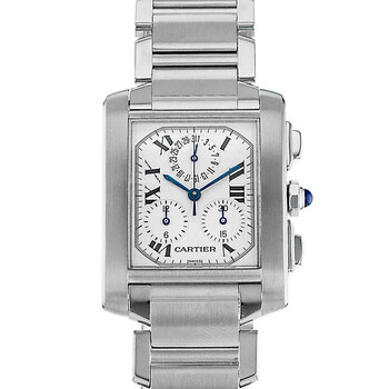 Preowned Cartier Tank Francaise Chronograph Quartz Silver Dial Watch W51001Q3