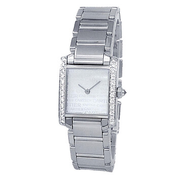 Preowned Cartier Tank Francaise Quartz Diamond Silver Dial Watch WE1024S3
