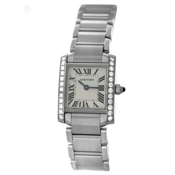 Preowned Cartier Tank Francaise Quartz Diamond White Dial Watch W4TA0008