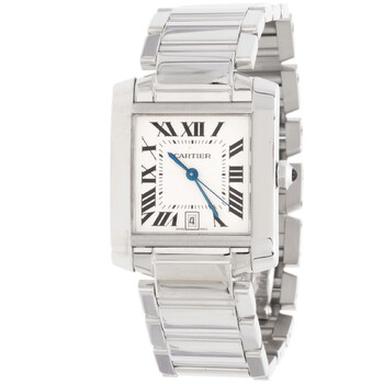Preowned Cartier Tank Francaise Silver guilloche Dial Watch W50011S3