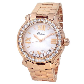 Preowned Chopard Happy Sport Diamond Mother of Pearl Dial with 7 Floating Diamonds Dial Watch