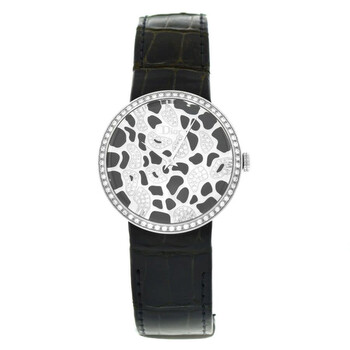 Preowned Christian Dior La D De Dior Quartz Diamond Black Dial Watch CD042113