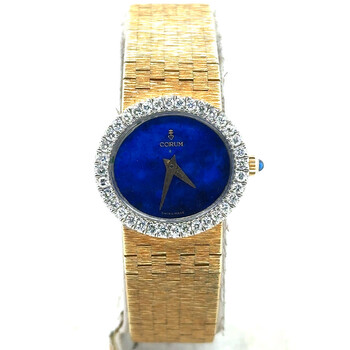Preowned Corum Vintage Hand Wind Diamond Blue Dial Watch 15677A80