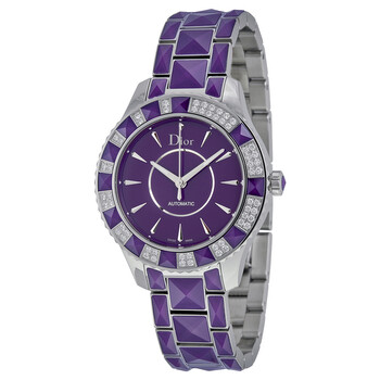 Preowned Dior Christal Diamond Purple Dial Watch CD144515M001