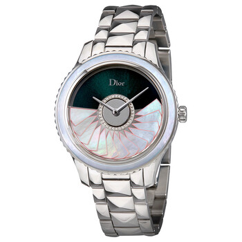 Preowned Dior Dior Viii Grand Bal Green Translucent Diamondset Pink Hems Dial Watch CD153B11M002