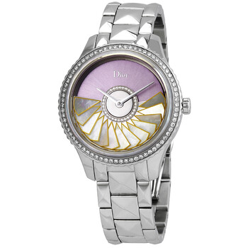 Preowned Dior Grand Bal Plisse Soleil Diamond Pink Galvanic Mother of Pearl Diamondset Yello Dial Watch CD153B10M001