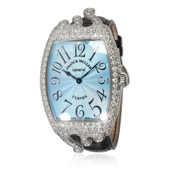 Preowned Franck Muller Cintree Curvex Quartz Diamond Blue Dial Watch 7502 QZ HJ POP