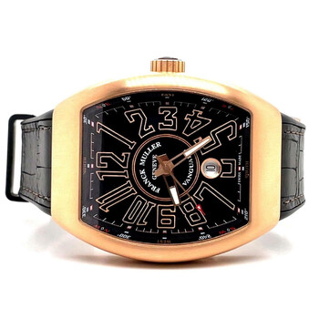 Preowned Franck Muller Vanguard Black Dial Watch 45SCGLDBRNGLD