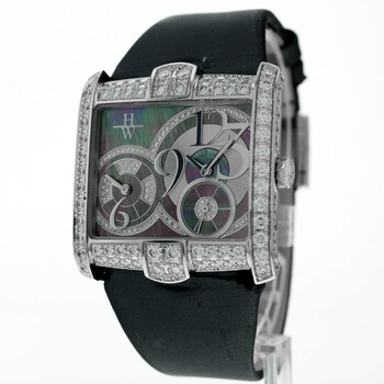 Preowned Harry Winston Avenue C Squared A2 GMT Diamond Dark Mother of Pearl Dial with Diamond Accents Dial Watch AVSQTZ38WW010