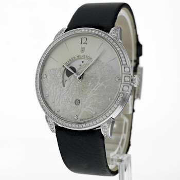 Preowned Harry Winston Midnight Diamond Silver Sunray Dial Watch MIDQMP39WW001