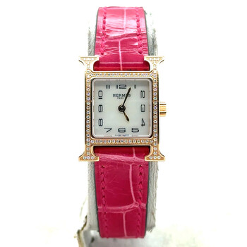 Preowned Hermes Heure H Diamond Mother of Pearl Dial Watch HH1.173