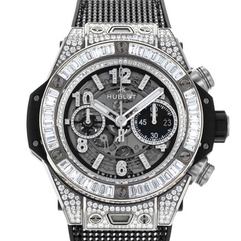 Preowned Hublot Big Bang Unico Chronograph Automatic Diamond Black Dial Watch 421.NX.1170.RX.0904