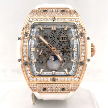 Preowned Hublot Spirit of Big Bang Moonphase Diamond Silvertone Dial Watch 647.OE.2080.RW.1604