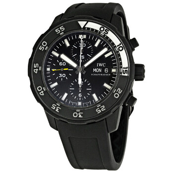 Preowned IWC Aquatimer Chronograph Edition Galapagos Islands Chronograph Black Dial Watch IW376705