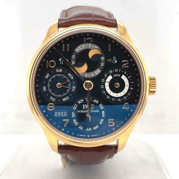 Preowned IWC Portuguese Perpetual Calendar Black Dial Watch IW502119