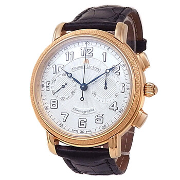 Preowned Maurice Lacroix Masterpiece Venus Chronographe Hand Wind Silver Dial Watch MP7038PG101120