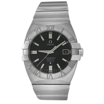 Preowned Omega Constellation Double Eagle Perpetual Quartz Black Dial Watch