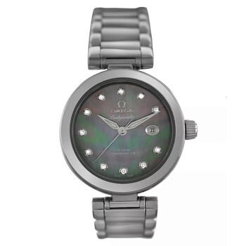 Preowned Omega De Ville Diamond Black Mother of Pearl Dial Watch 425.30.34.20.57.004