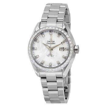 Preowned Omega Seamaster Aqua Terra Diamond White Mother of Pearl Dial Watch 231.15.34.20.55.001