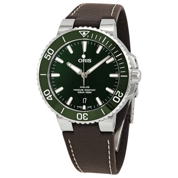 Preowned Oris Aquis Date Automatic Green Dial Watch 01 733 7732 415707 5 21 10FC