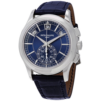 Preowned Patek Philippe Complications Chronograph Blue Sunburst Dial Watch 5905P001