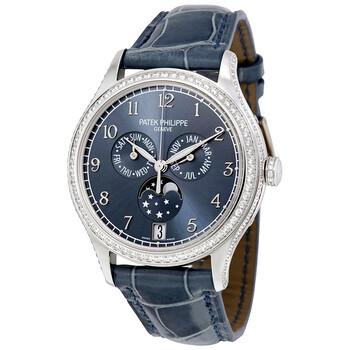 Preowned Patek Philippe Complications Diamond Blue Sunburst Dial Watch 4947G001