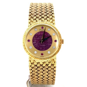 Preowned Piaget Vintage Hand Wind Diamond Gold Dial Watch 942 D