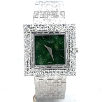 Preowned Piaget Vintage Hand Wind Diamond Green Dial Watch 9209A67
