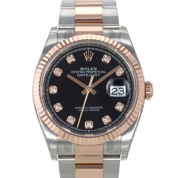 Preowned Rolex Datejust 36 Automatic Chronometer Diamond Black Dial Watch 126231 BKDO