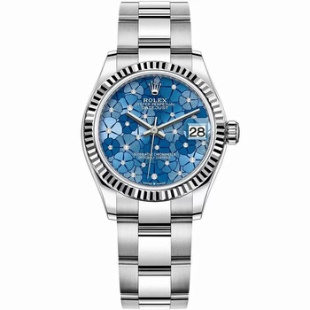 Preowned Rolex Datejust AzzurroBlue Floral Motif Diamond Dial Automatic Chronometer Watch