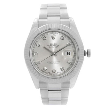 Preowned Rolex Datejust II Automatic Chronometer Diamond Silver Dial Watch 116334 SDO