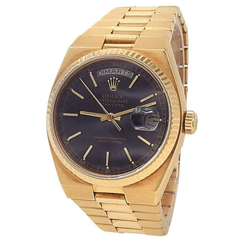 Preowned Rolex DayDate Oysterquartz Black Dial Watch
