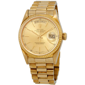Preowned Rolex Daydate 18k Gold Presidential 18038 Champagne Watch