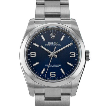 Preowned Rolex Oyster Perpetual 36 Automatic Chronometer Blue Dial Watch 116000 BLASO