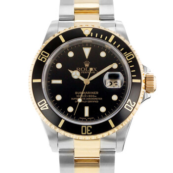 Preowned Rolex Submariner Automatic Chronometer Black Dial Watch 16613 BKSO