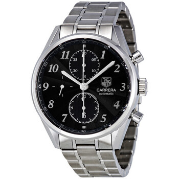 Preowned Tag Heuer Carrera Heritage Chronograph Black Dial Watch CAS2110.BA0730