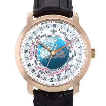 Preowned Vacheron Constantin Traditionnelle GMT Silver Lambert Projection world map Dial Watch 86060000R9640