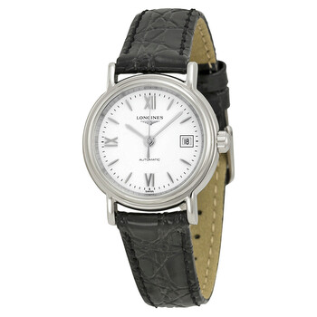 Presence White Dial Black Leather Watch L43214152