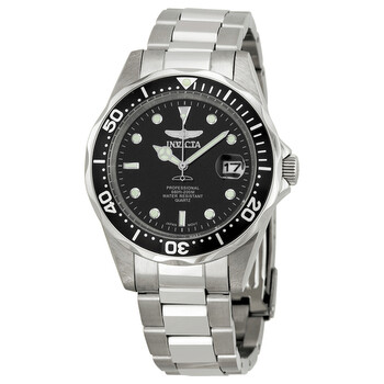 Pro Diver Black Dial Stainless Steel Watch
