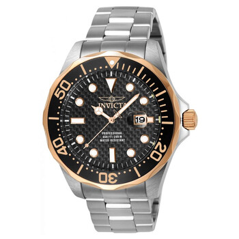 Pro Diver Black Dial Stainless Steel Watch