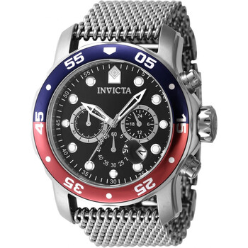 Pro Diver Chronograph GMT Quartz Black Dial Pepsi Bezel Watch