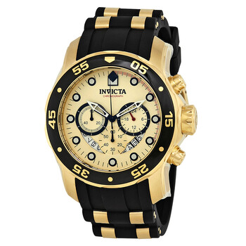 Pro Diver Chronograph Gold Dial Black Polyurethane Watch