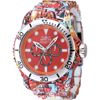 Pro Diver Date Day Quartz Red Dial Watch