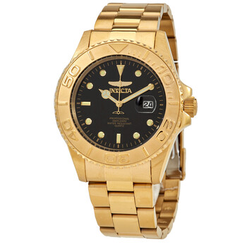 Pro Diver Quartz Black Dial Yellow Goldtone Watch