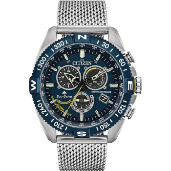 Promaster Navihawk Perpetual Alarm World Time Chronograph Blue Dial Watch CB584857L