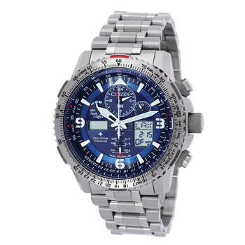 Promaster Sky Perpetual Alarm World Time Chronograph AnalogDigital Blue Dial Watch JY810080L