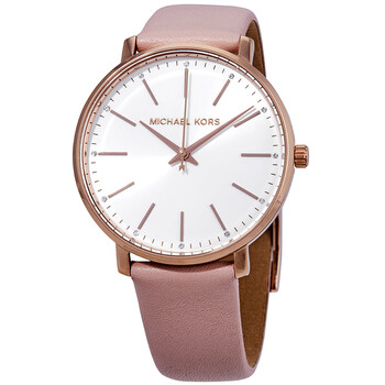 Pyper White Dial Pink Leather Watch MK2741