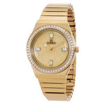 Q Timex Quartz Crystal Gold Dial Watch TW2W10500