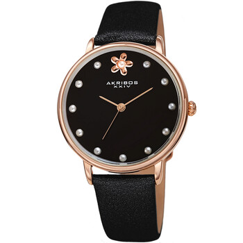 Quartz Black Dial Black Leather Watch AK1084BK